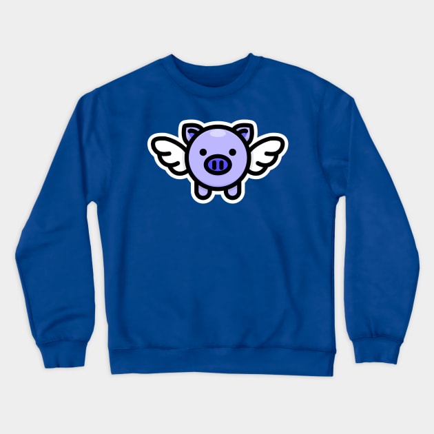 When Pigs Fly: Blue Crewneck Sweatshirt by Red Wolf